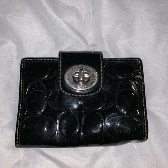 Coach Handbags - Coach Black Patent Leather Wallet!